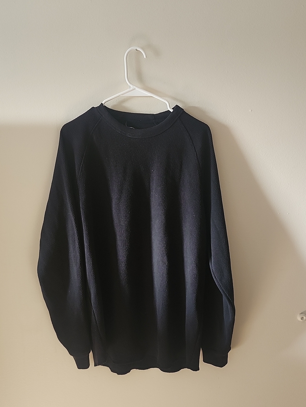 Taylor Stitch Black Crewneck Waffle Knit Sweater